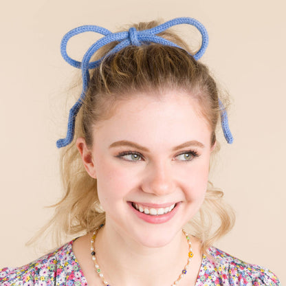 Red Heart Knit I-Cord Hair Bow Craft Bow made in Red Heart Super Saver 5g Kits Yarn