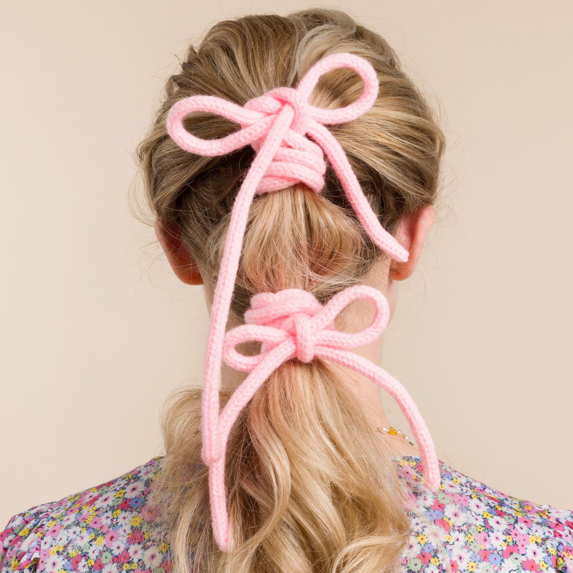 Free Red Heart Knit I-Cord Hair Bow Pattern