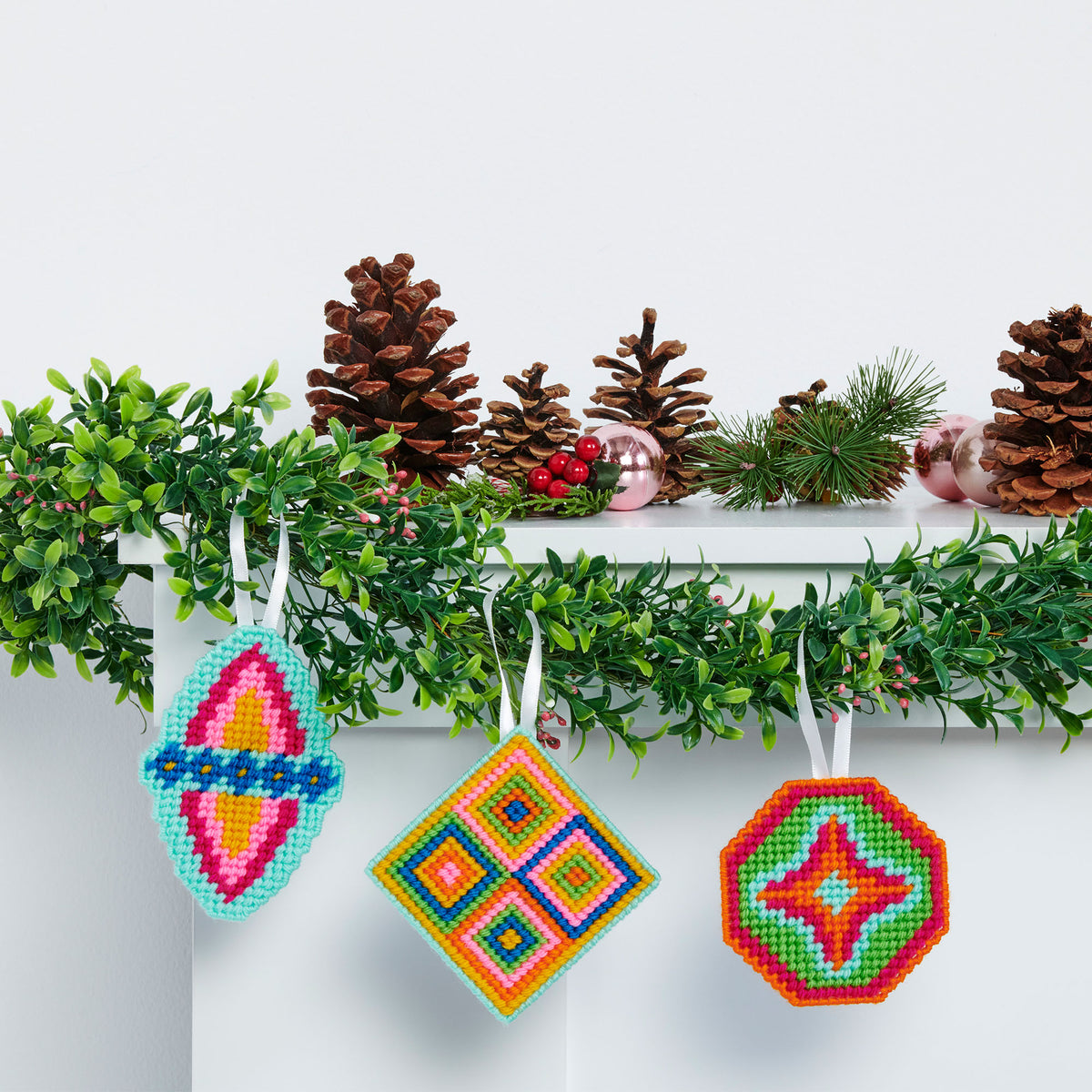 Craft Ornaments made in Red Heart Super Saver Yarn