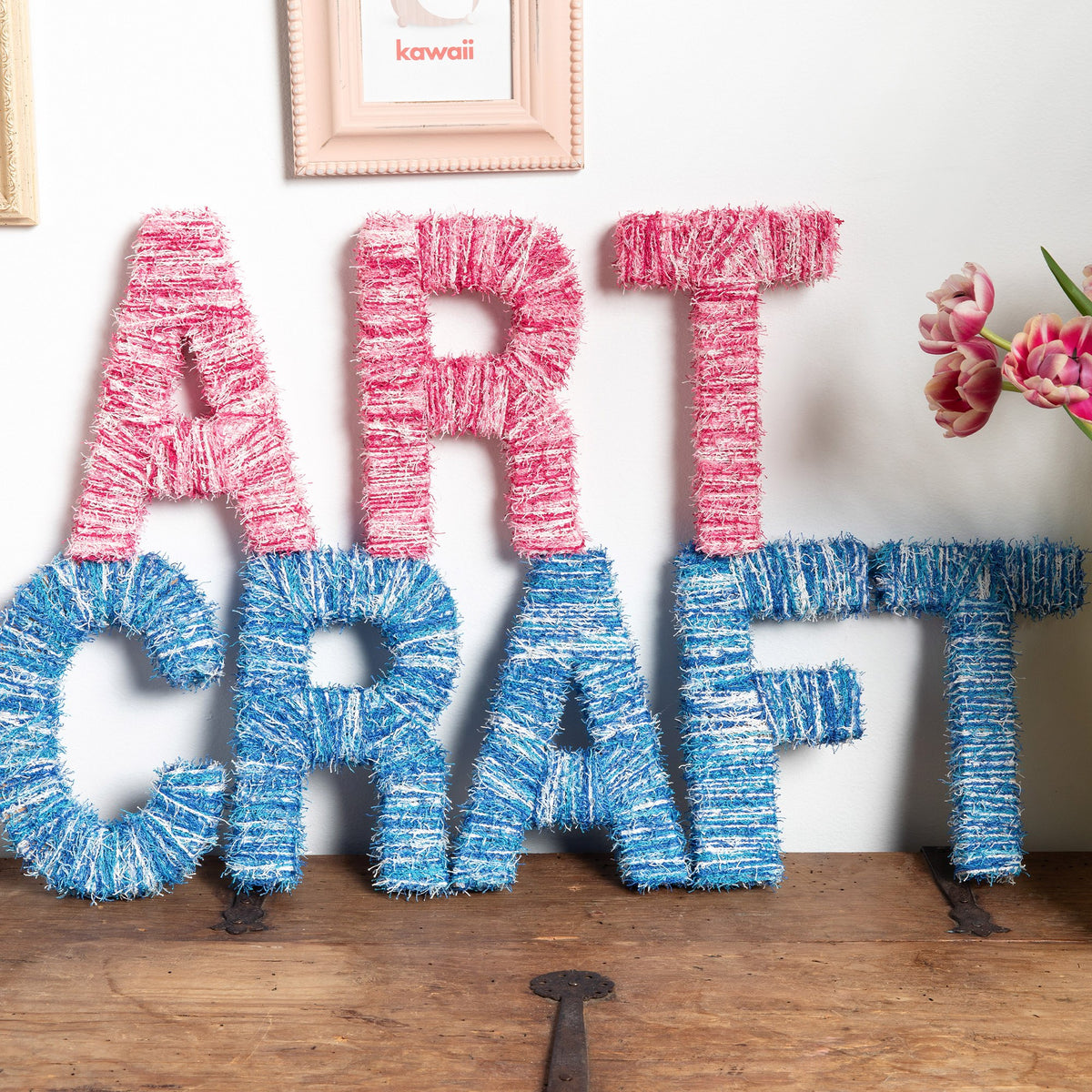 Craft Letters made in Red Heart Scrubby Yarn