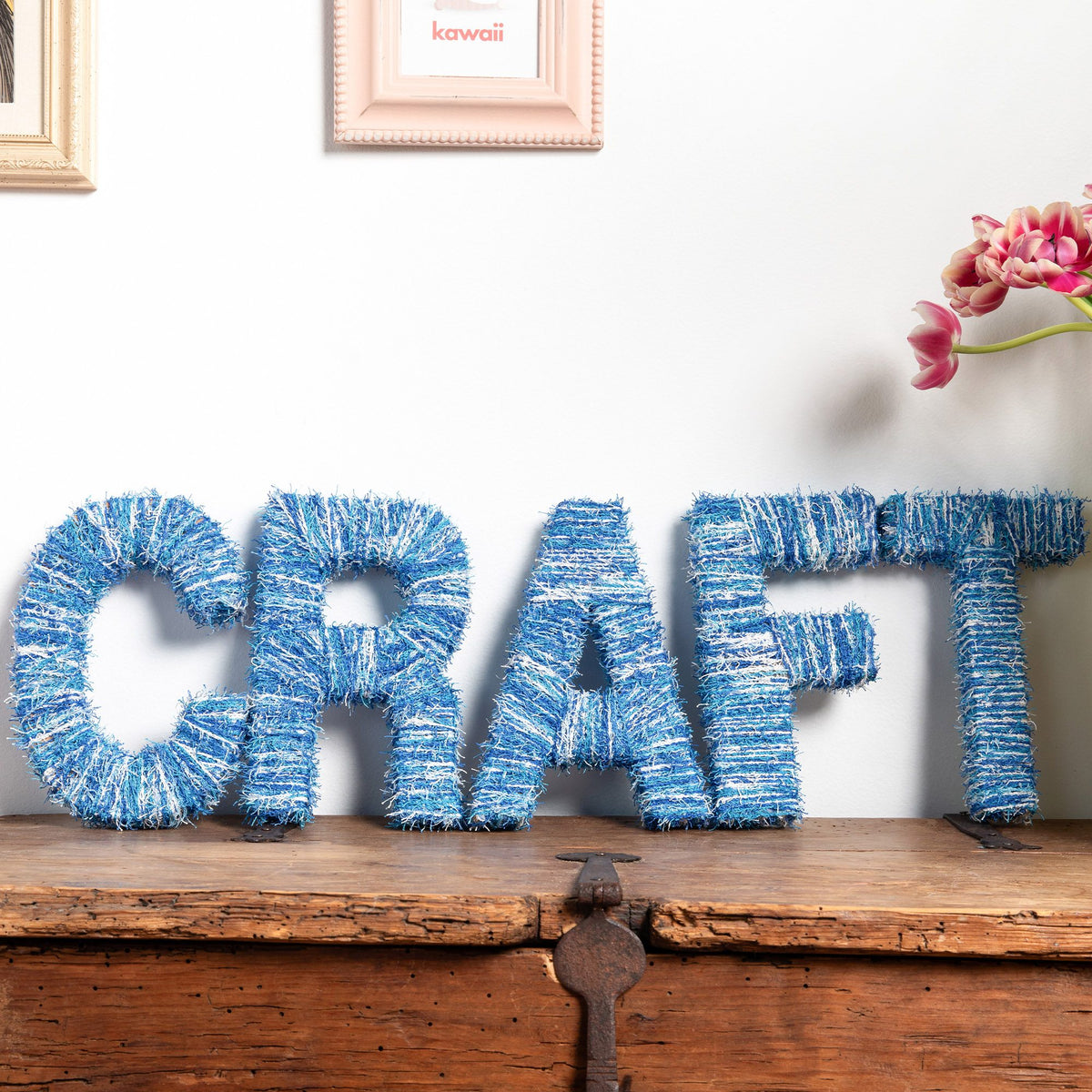 Craft Letters made in Red Heart Scrubby Yarn