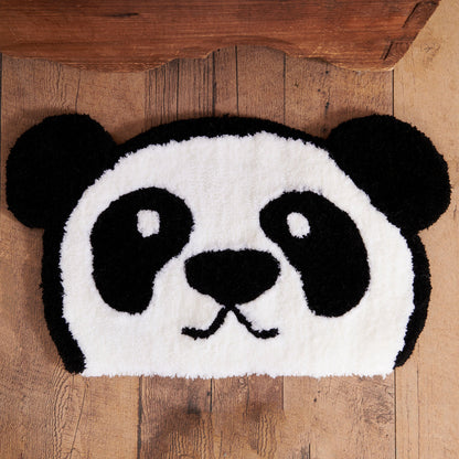 Red Heart Craft Cuddly Panda Throw Rug Craft Rug made in Red Heart Super Saver Yarn