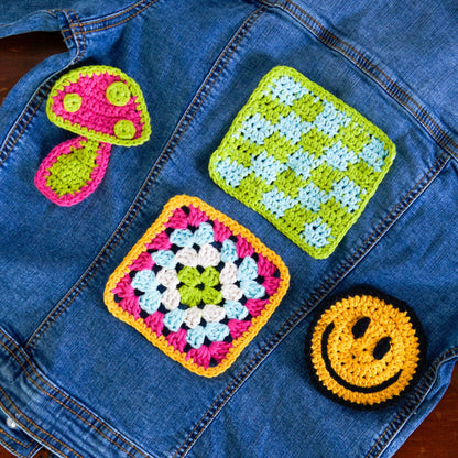 Lily Three Crochet Patch Appliques Crochet  made in Lily Sugar'n Cream The Original yarn