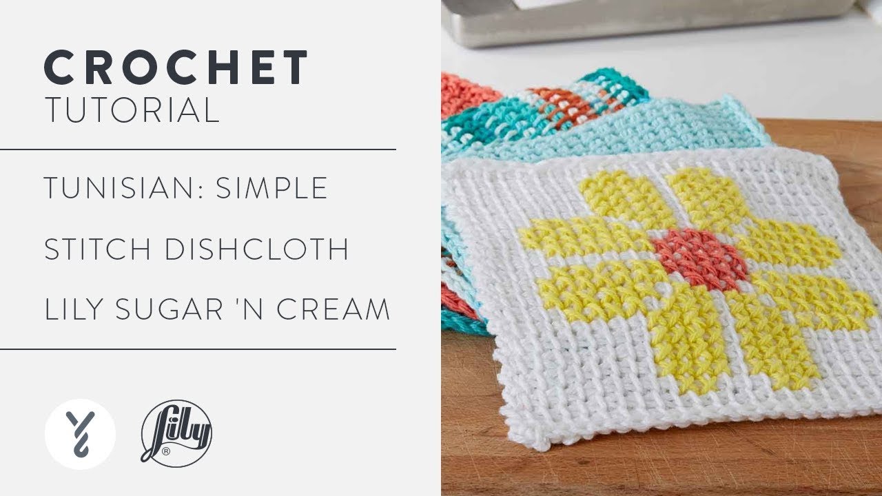 Lily Sugar'n Cream Tunisian Simple Stitch Dishcloth Crochet