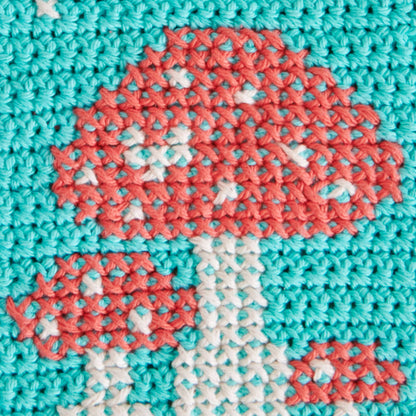 Lily Mushroom Medley Crochet and Cross Stitch Trivet Crochet Trivet made in Lily The Original Yarn
