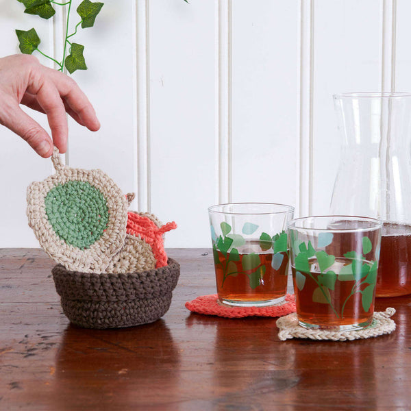 Free Easy Lily Sweet ReLeaf Coaster Set Crochet Pattern Yarnspirations