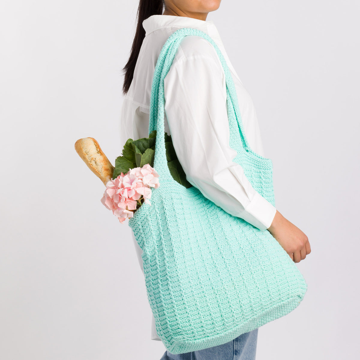 Knit Tote Bag made in Lily The Original Yarn