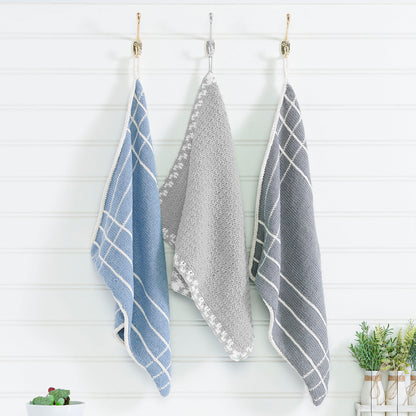 Lily Plaid Corners Knit Kitchen Towel Knit Kitchen Towel made in Lily The Original Yarn