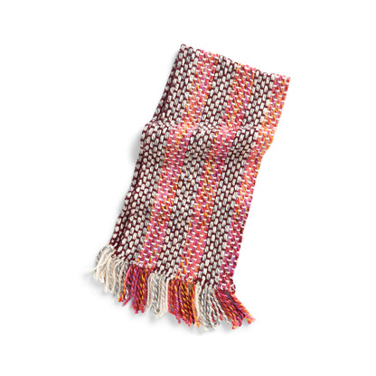 Bernat Striped Weaving Scarf Burgundy Tartan
