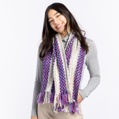 Bernat Striped Weaving Scarf Purple Tartan