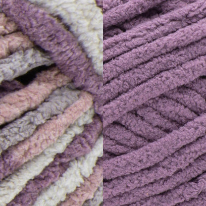 Bernat Blanket Yarn Crochet Value Pack with Canvas Bag Purple Haze & Shadow Purple