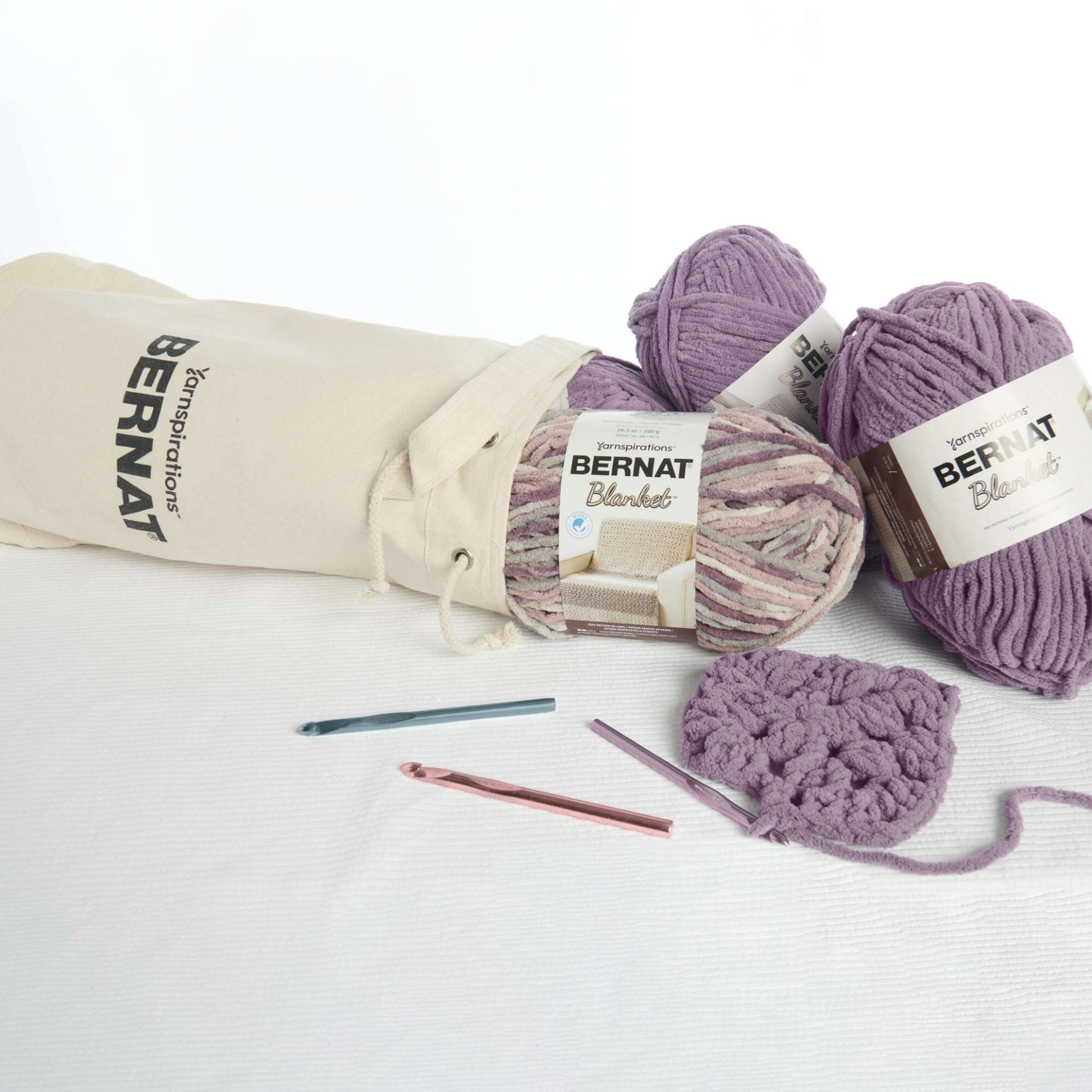 Bernat Blanket Yarn Crochet Value Pack with Canvas Bag - Clearance item