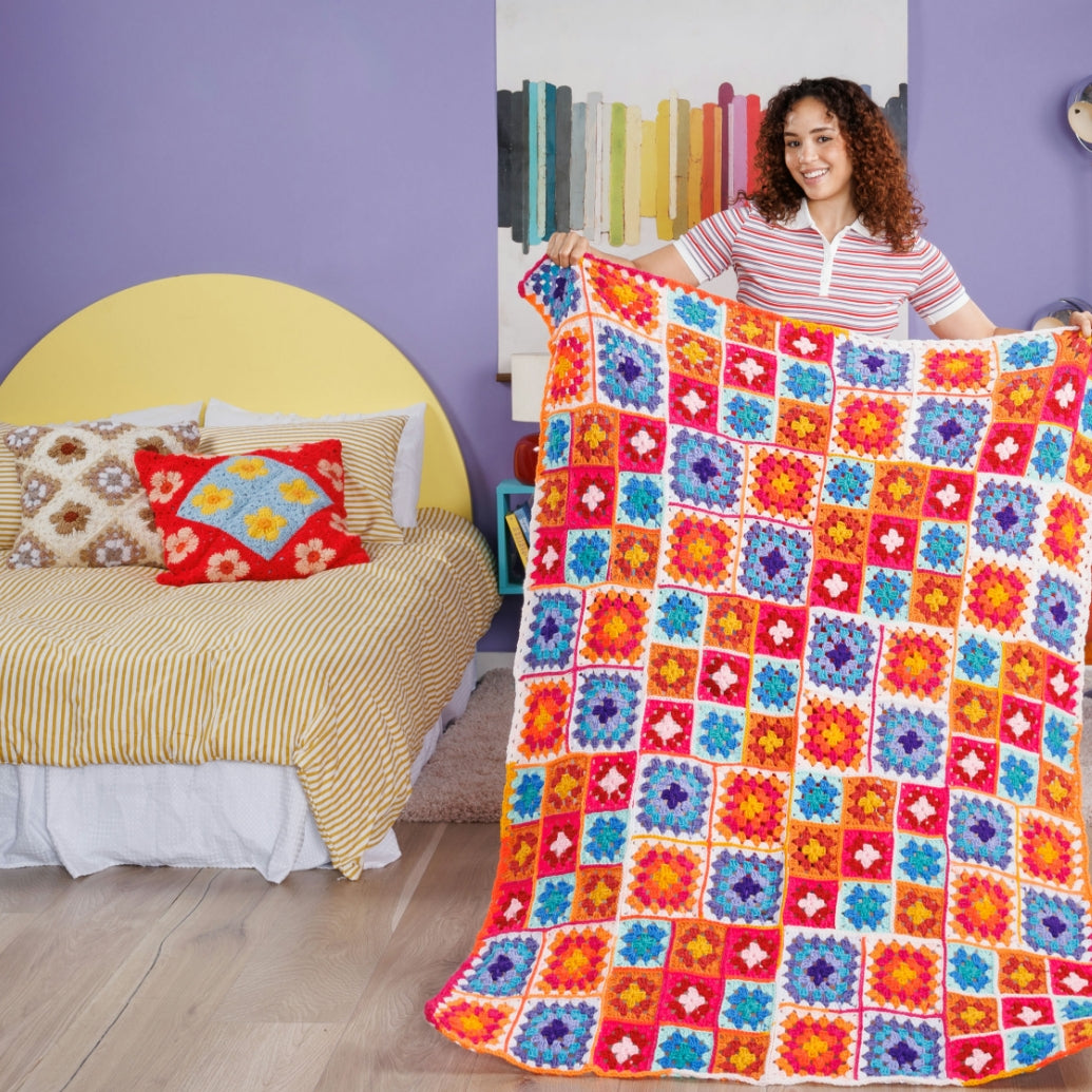 Home Decor with Granny Square Crochet Motifs pattern collection banner.