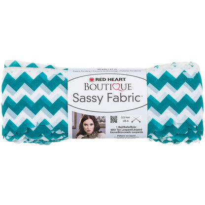 Red Heart Boutique Sassy Fabric Yarn - Clearance shades Teal Chevron