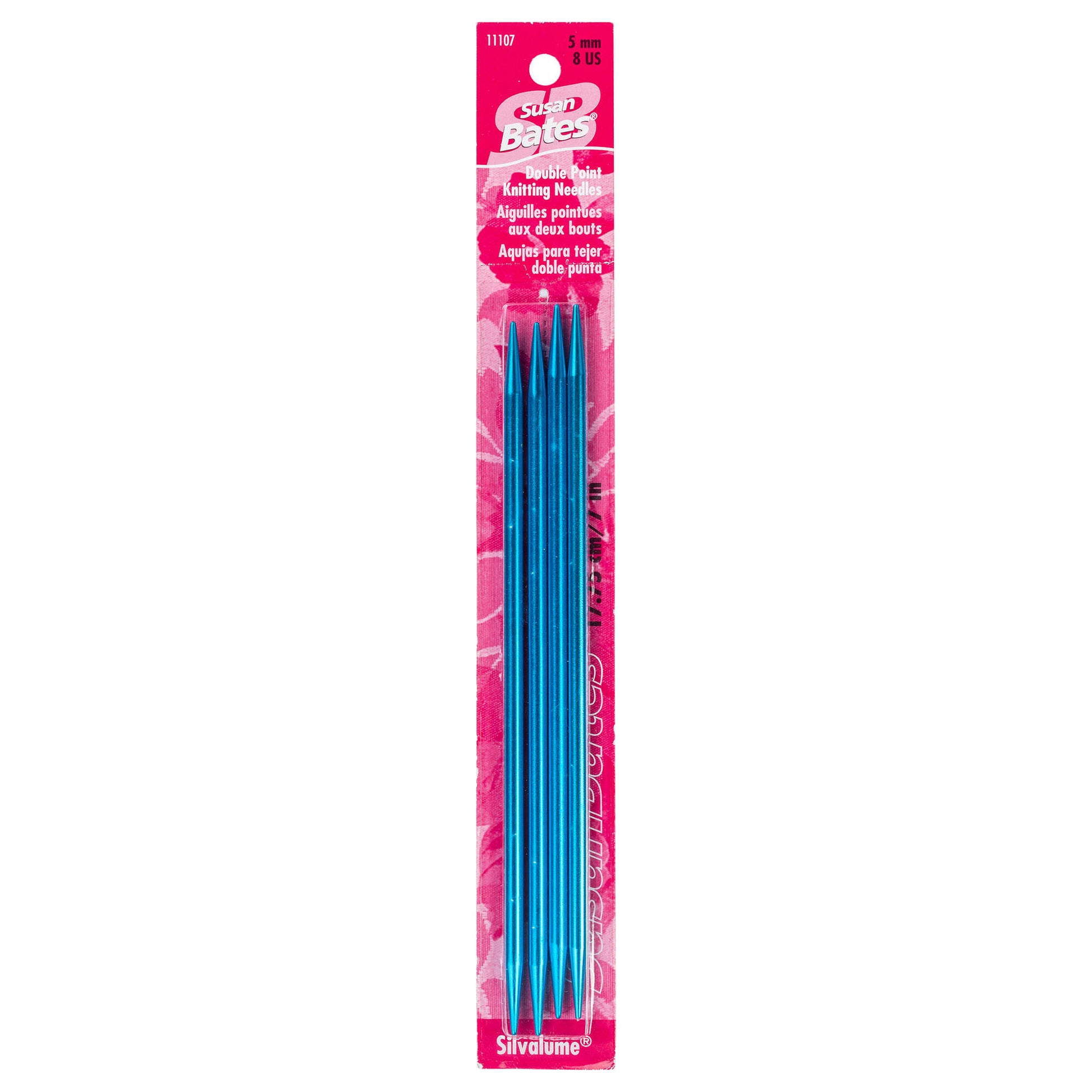 Susan Bates Silvalume 4 Pack, Double Point Knitting Needles U.S. 8 (5 mm)