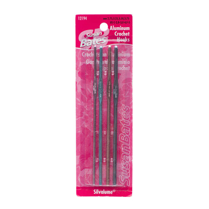 Susan Bates Silvalume Set of 4 Crochet Hooks, U.S. C/2, D/3, E/4, F/5 Susan Bates Silvalume Set of 4 Crochet Hooks, U.S. C/2, D/3, E/4, F/5