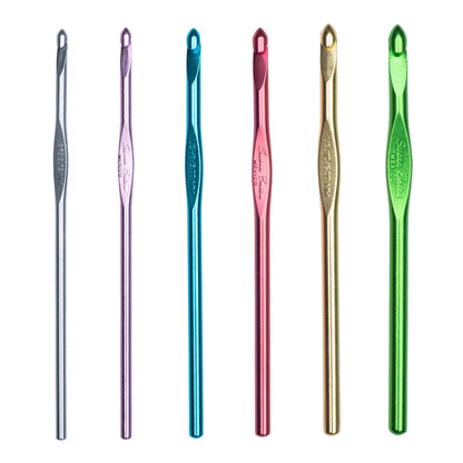 Susan Bates Silvalume Set of 6 Crochet Hooks U.S. F/5, G/6, H/8, I/9, J/10, K/10½