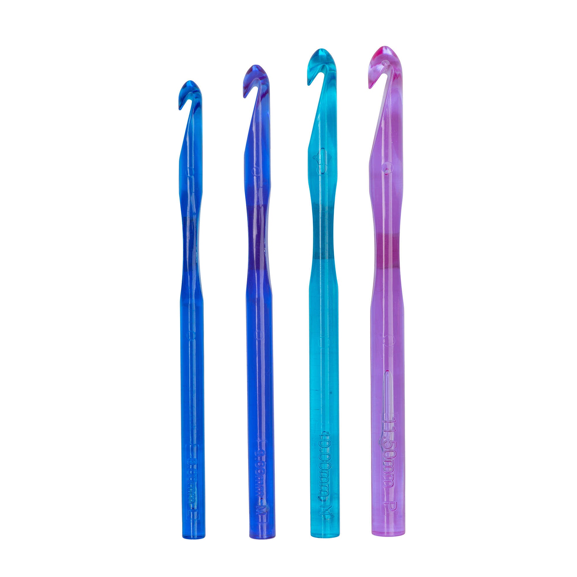 Susan Bates Crystalites Set of 4 Crochet Hooks, U.S. L/11, M/13, N