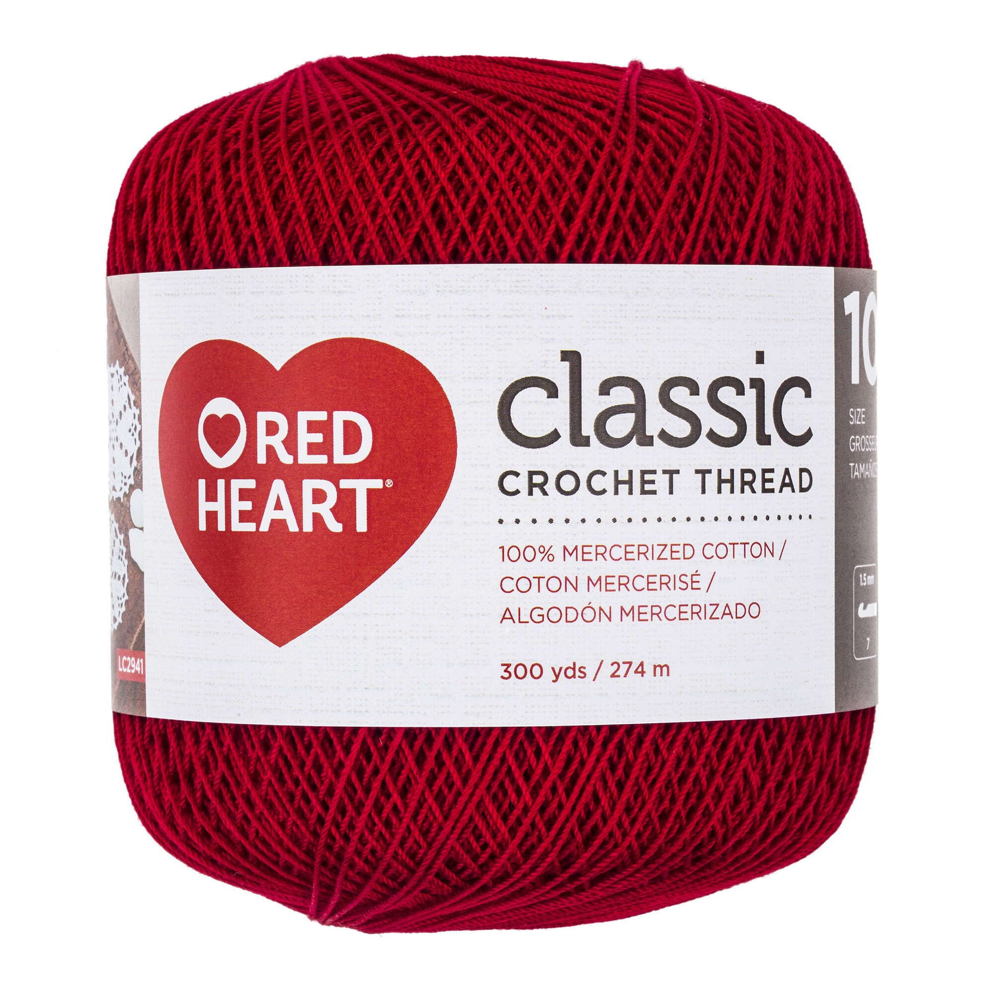 Red Heart Classic Crochet Thread Size 10 Victory Red