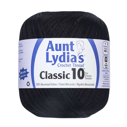 Aunt Lydia's Classic Crochet Thread (Large) Size 10 Black