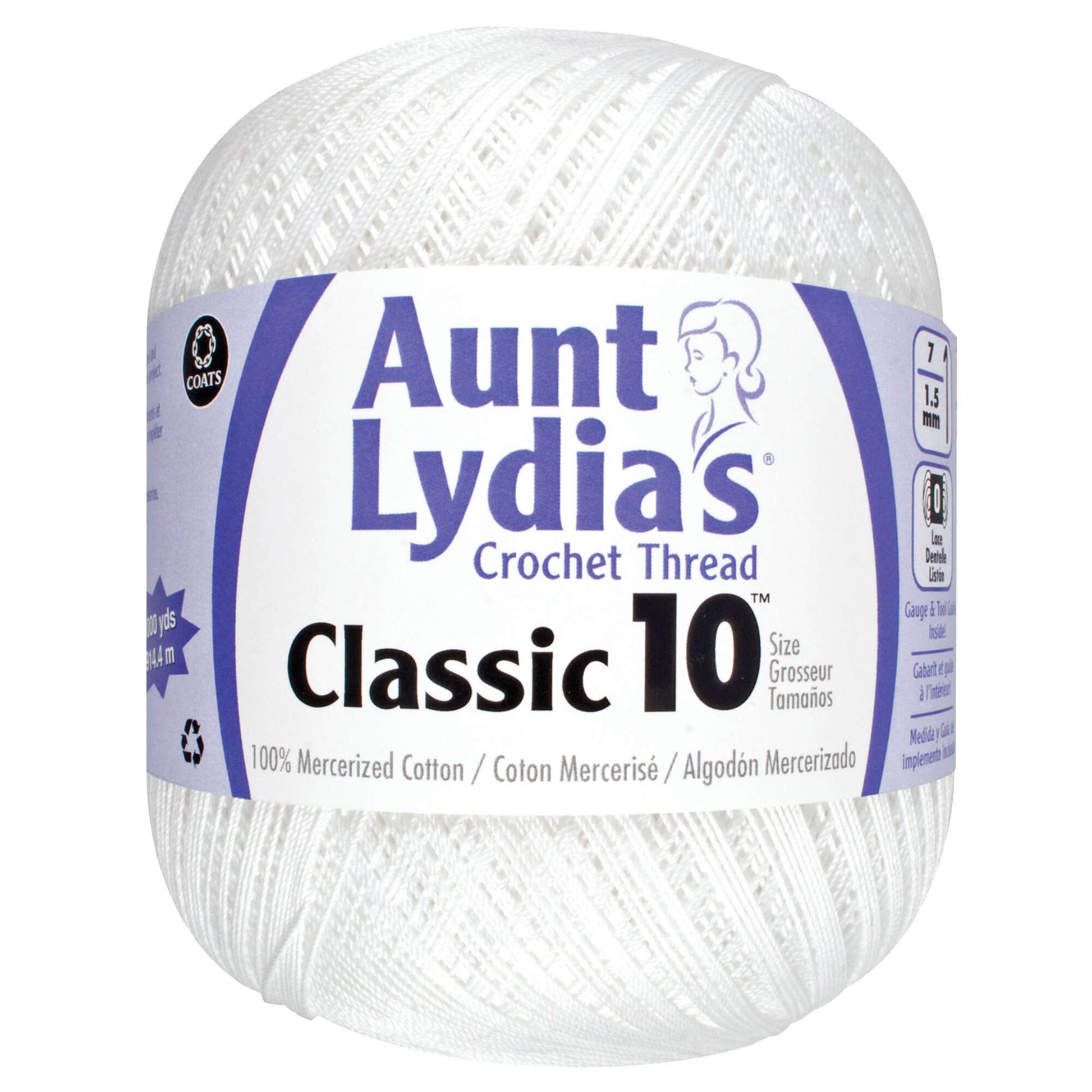 Aunt Lydia's Classic Crochet Thread (Large) Size 10 White