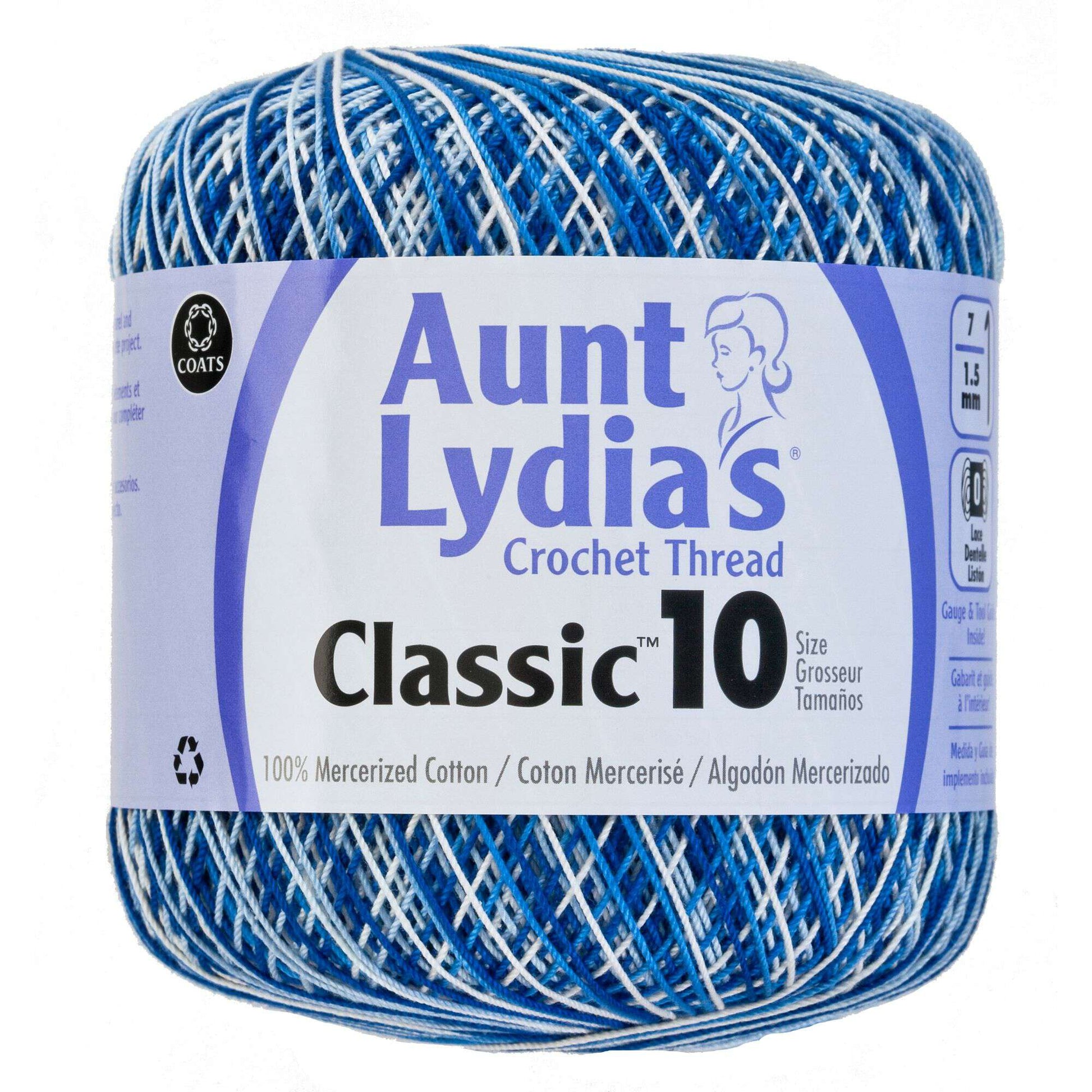 Aunt Lydia's Classic Crochet Thread Size 10 Shaded Blues