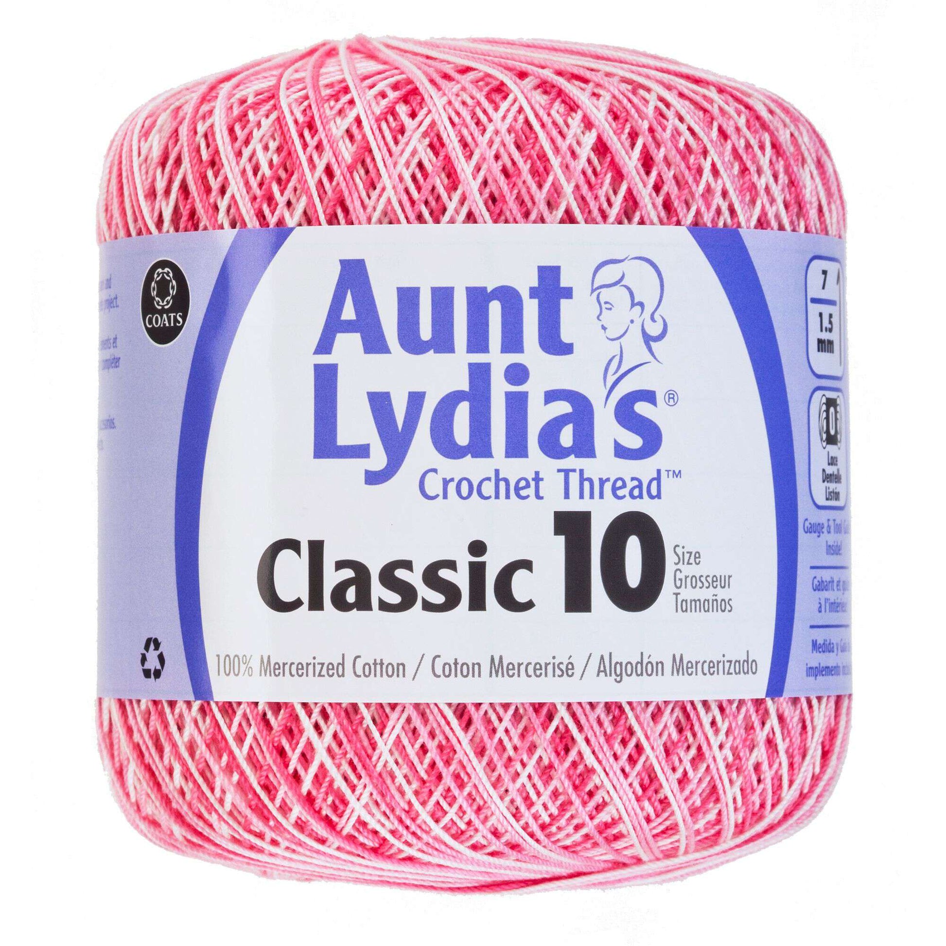 Aunt Lydia's Classic Crochet Thread Size 10 Shaded Pinks
