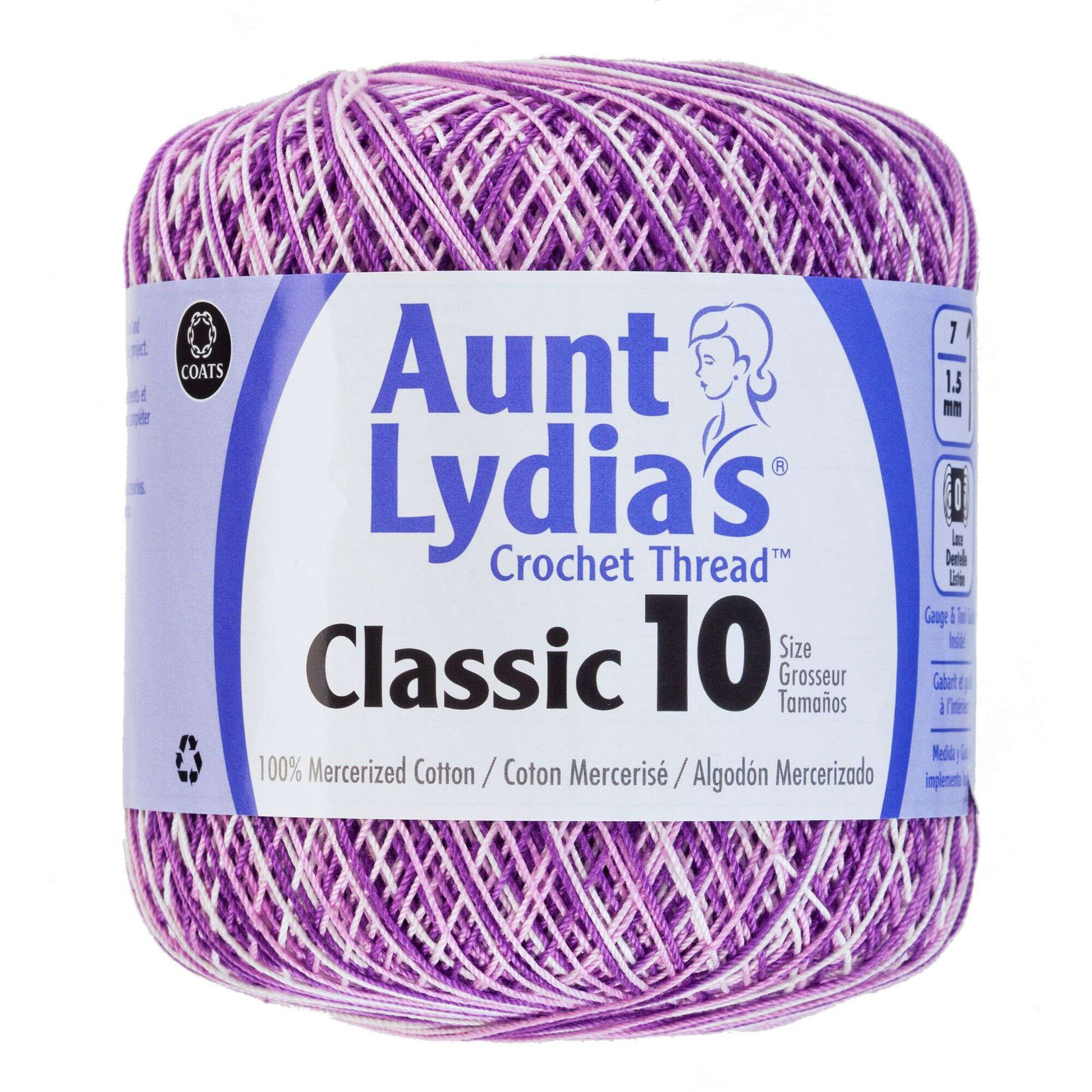Aunt Lydia's Classic Crochet Thread Size 10 Shaded Purples