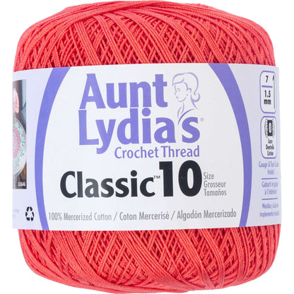 Aunt Lydia's Classic Crochet Thread Size 10 Bright Coral