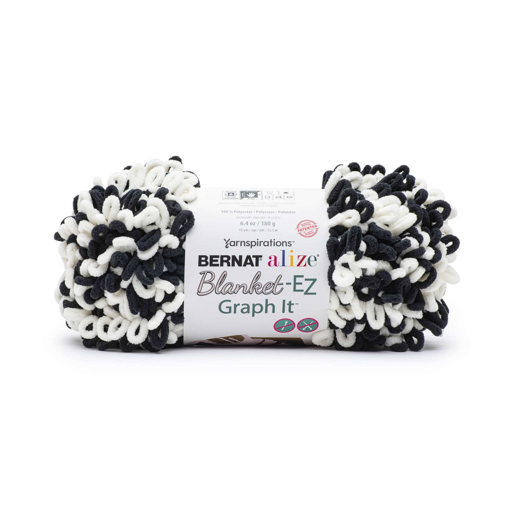 Bernat Alize Blanket-EZ Graph It Yarn - Discontinued Shades Cream Charcoal