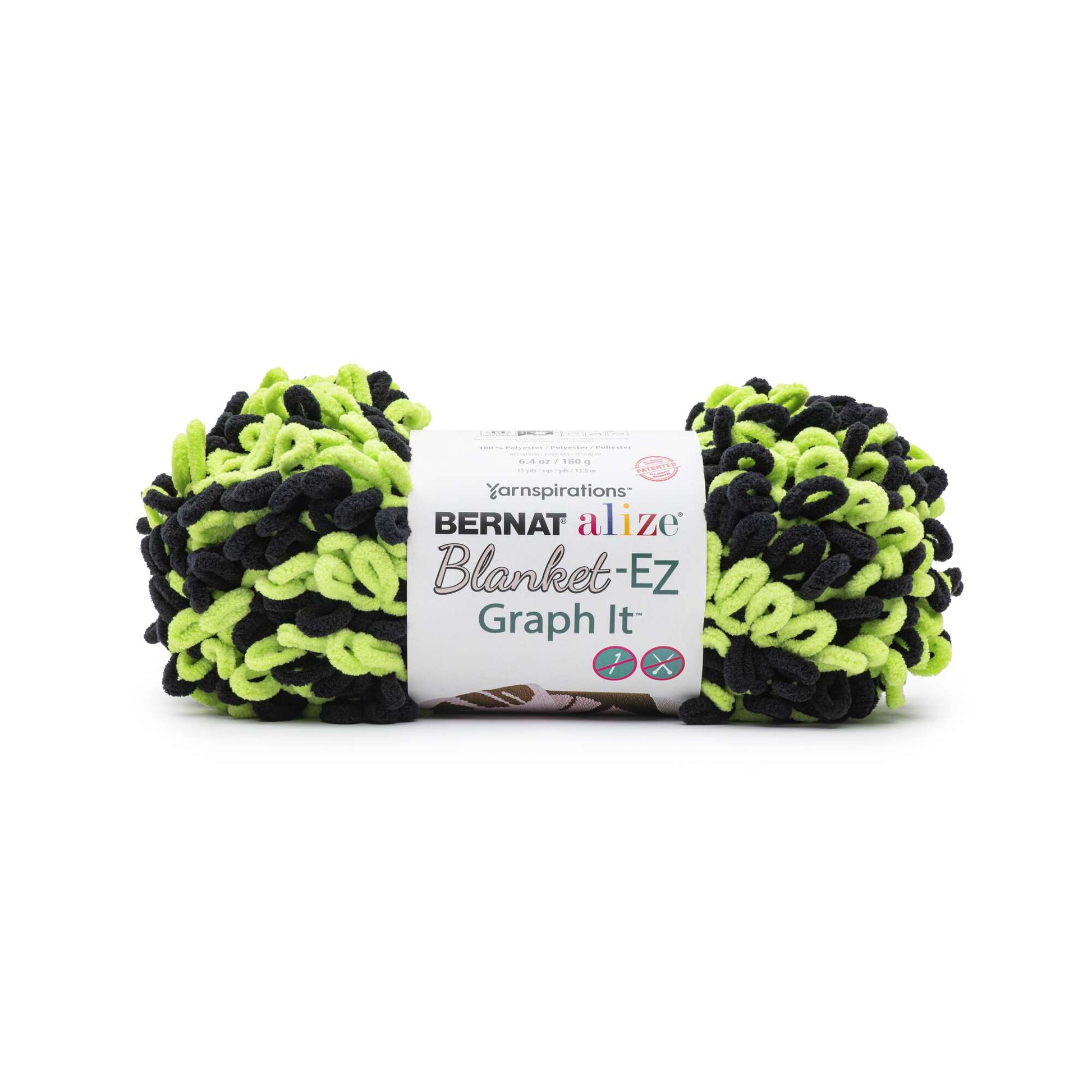 Bernat Alize Blanket-EZ Graph It Yarn - Discontinued Shades Charcoal Lime