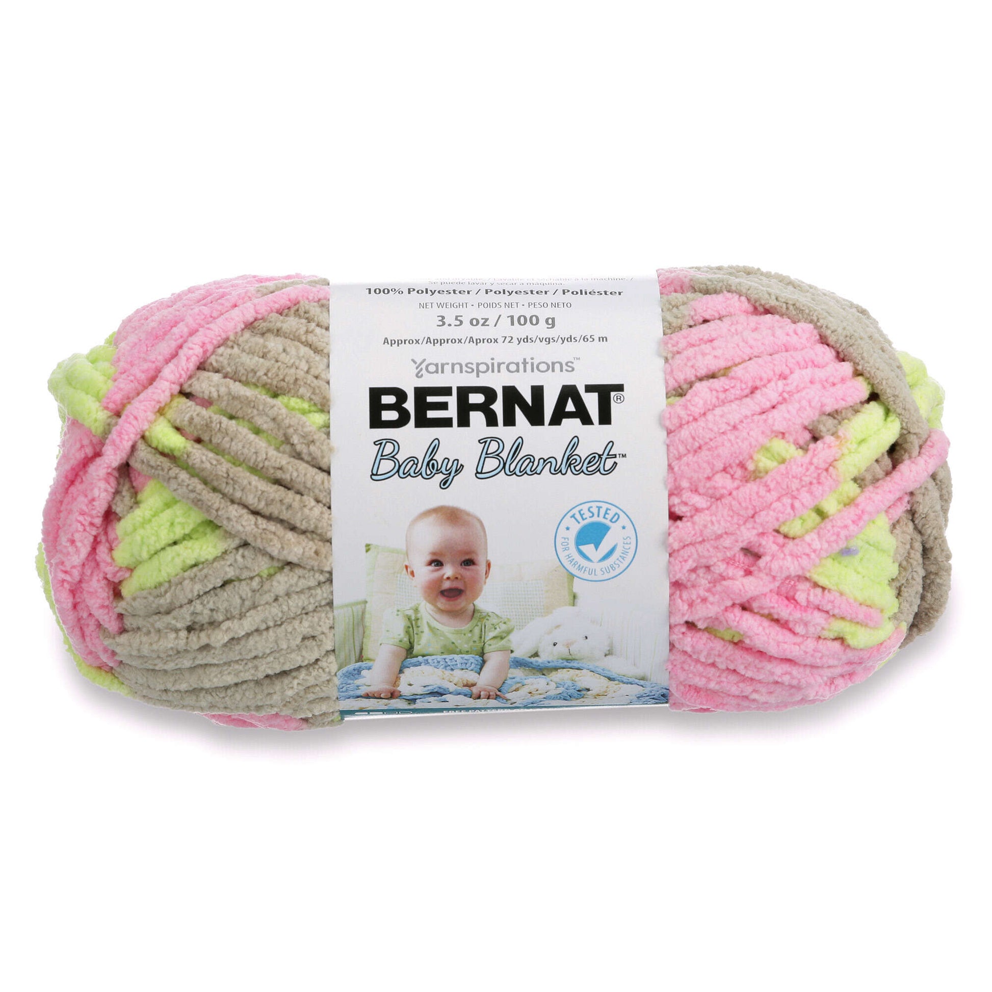 Bernat Baby Blanket Yarn Pink Gray White Super Bulky 72 yds Little Petunias  New