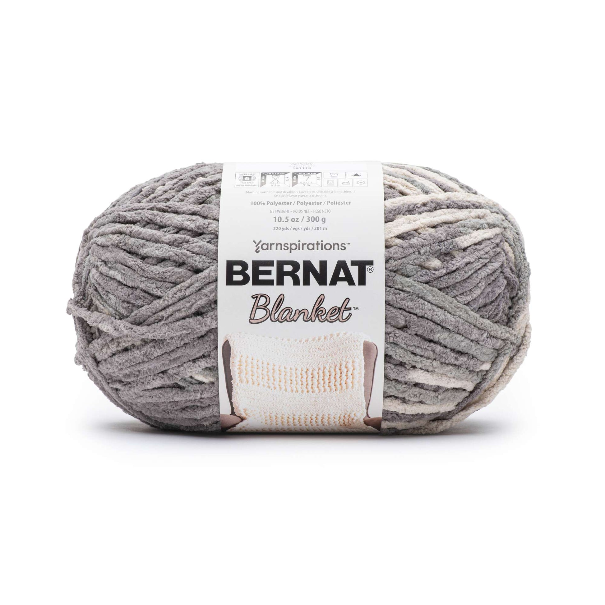 Bernat Blanket White Yarn - 2 Pack of 10.5oz/300g - Polyester - 6 Super Bulky - 220 Yards - Knitting/Crochet