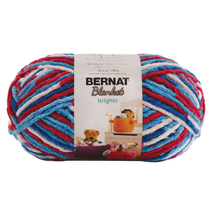 Bernat Blanket Brights Yarn (300g/10.5oz) Red, White Boom