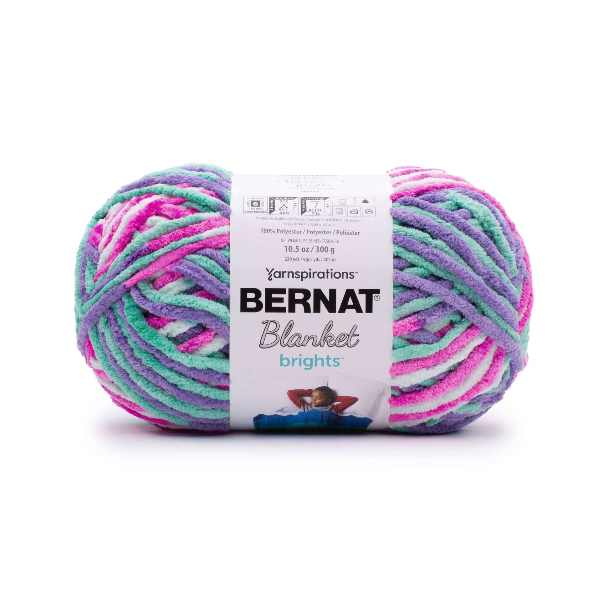 Bernat® Blanket Brights™ #6 Super Bulky Polyester Yarn, Busy Blue  10.5oz/300g, 220 Yards (4 Pack) 