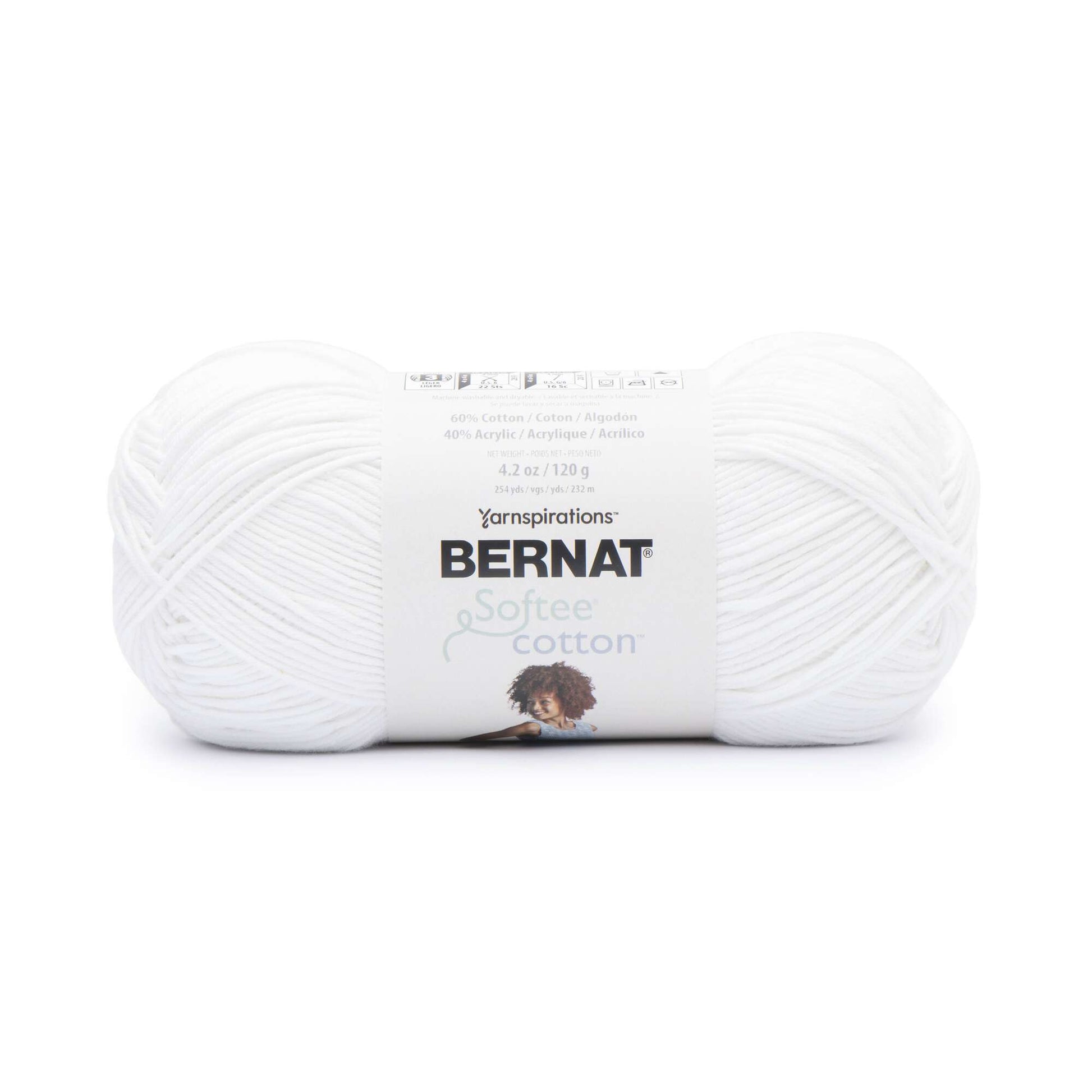 Bernat Softee Cotton #3 Light Cotton Blend Yarn, Golden Haze 4.2oz/120g, 254 Yards (3 Pack), Size: Three-Pack