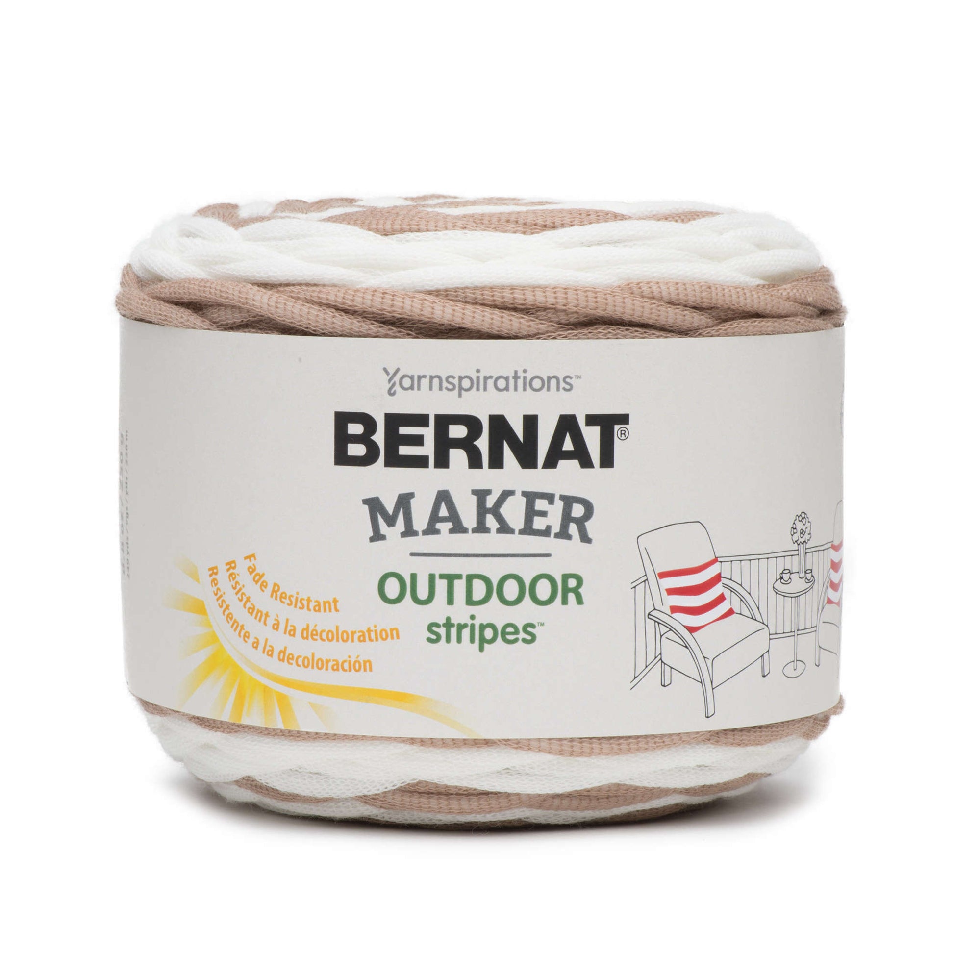 Bernat Maker Home Outdoor Stripes Yarn - Discontinued Fresh Sand Stripe