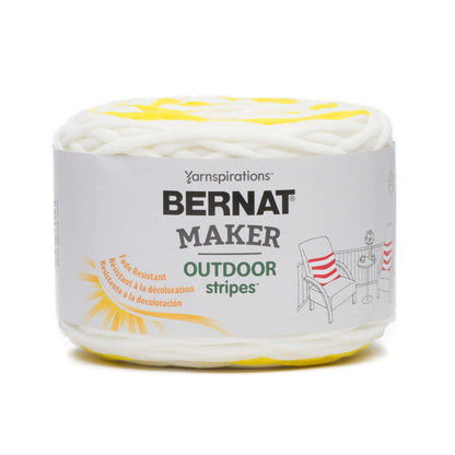 Bernat Maker Home Outdoor Stripes Yarn - Discontinued Fresh Yellow Stripe