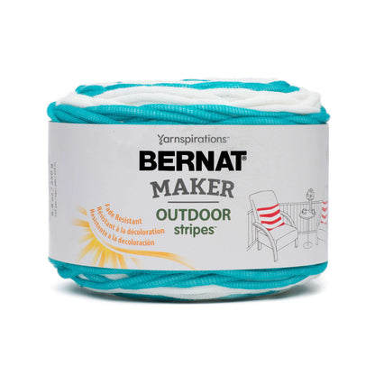 Bernat Maker Home Outdoor Stripes Yarn - Discontinued Fresh Teal Stripe