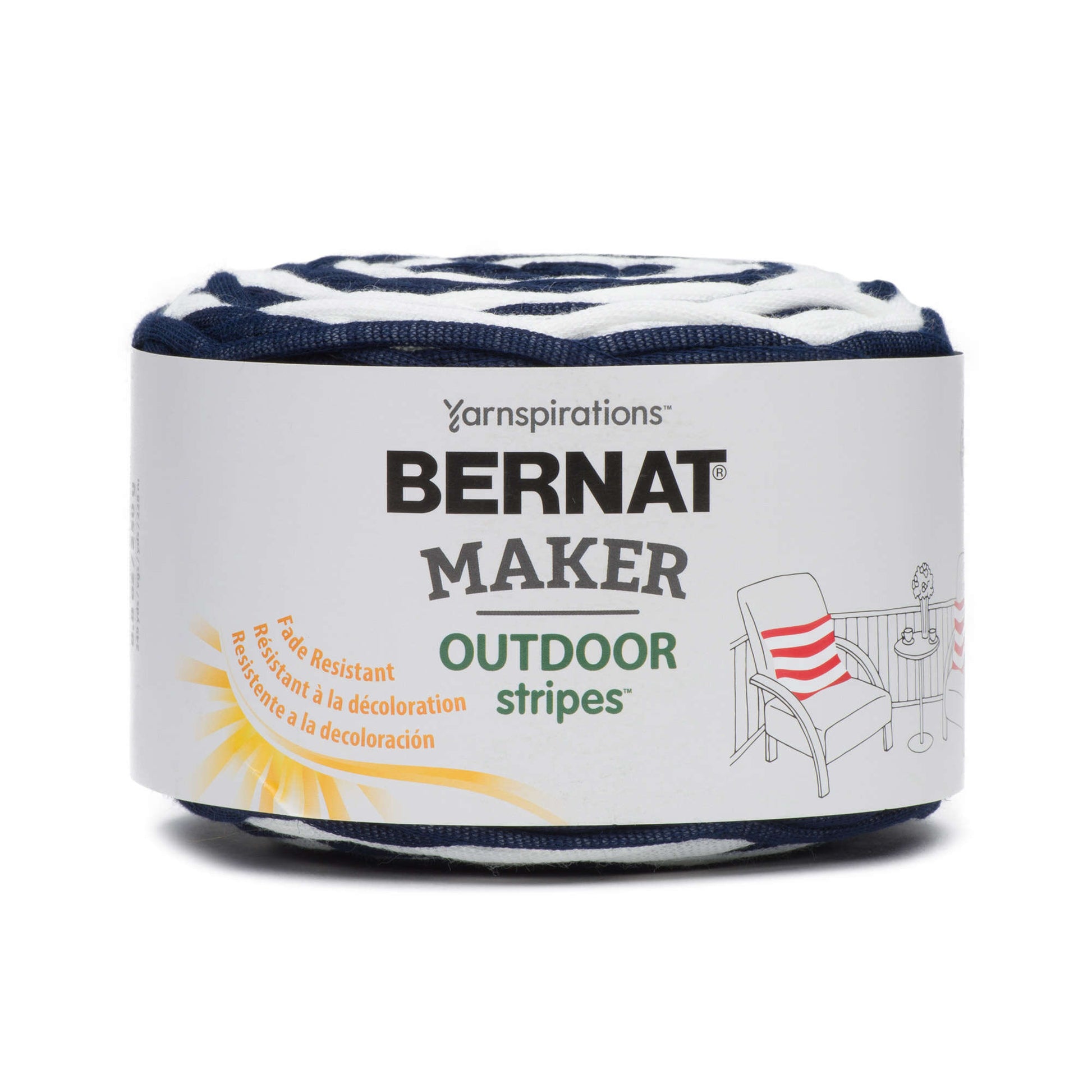 Bernat Maker Home Outdoor Stripes Yarn - Discontinued Fresh Navy Stripe