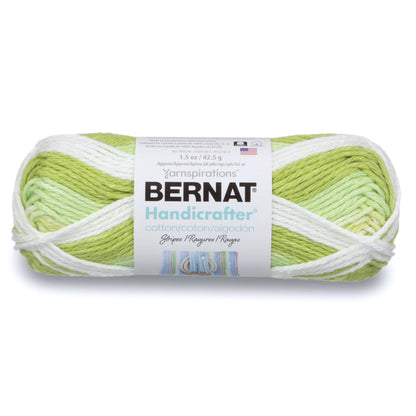 Bernat Handicrafter Cotton Stripes Yarn - Discontinued Shades Lime Stripes