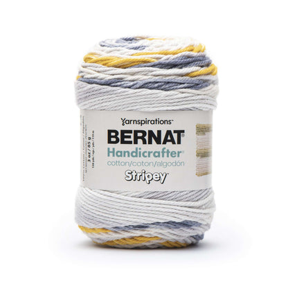 Bernat Handicrafter Stripey Yarn - Clearance Shades Mustard Blue