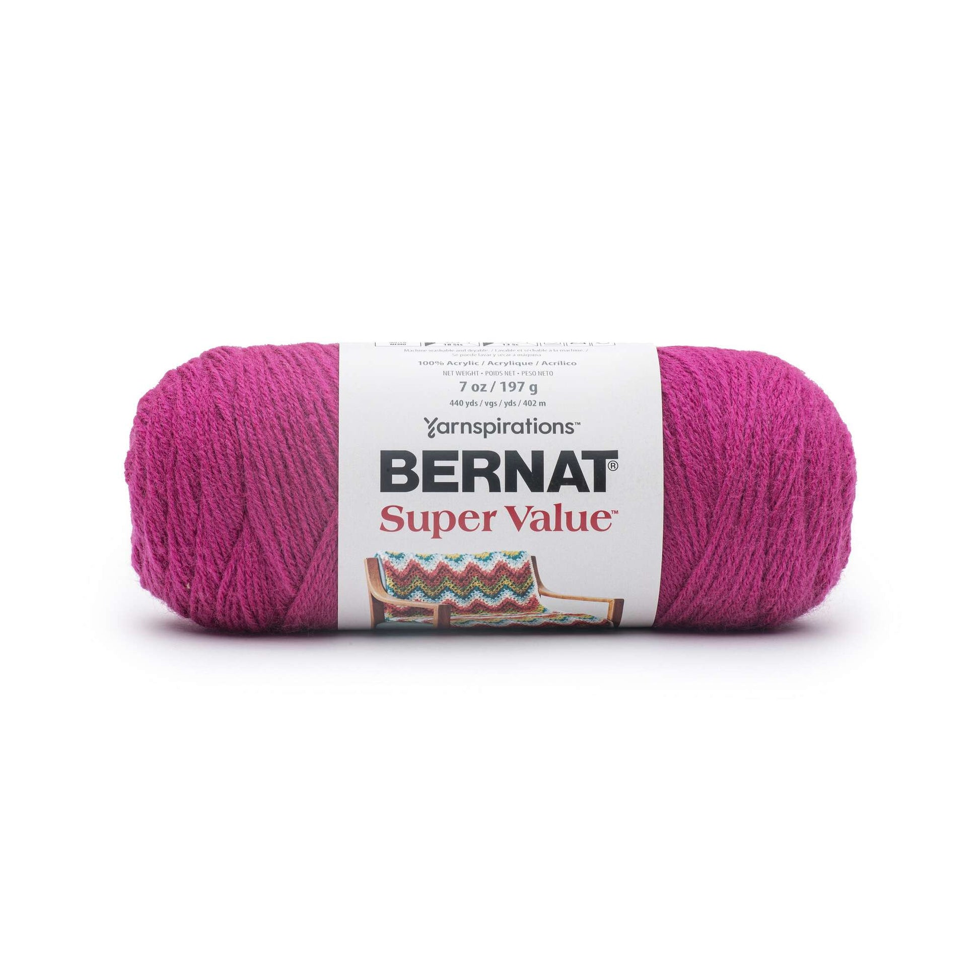 Bernat Super Value Yarn - 7 oz - Berry - 2 Skein Bundle - Total of 2 Skeins