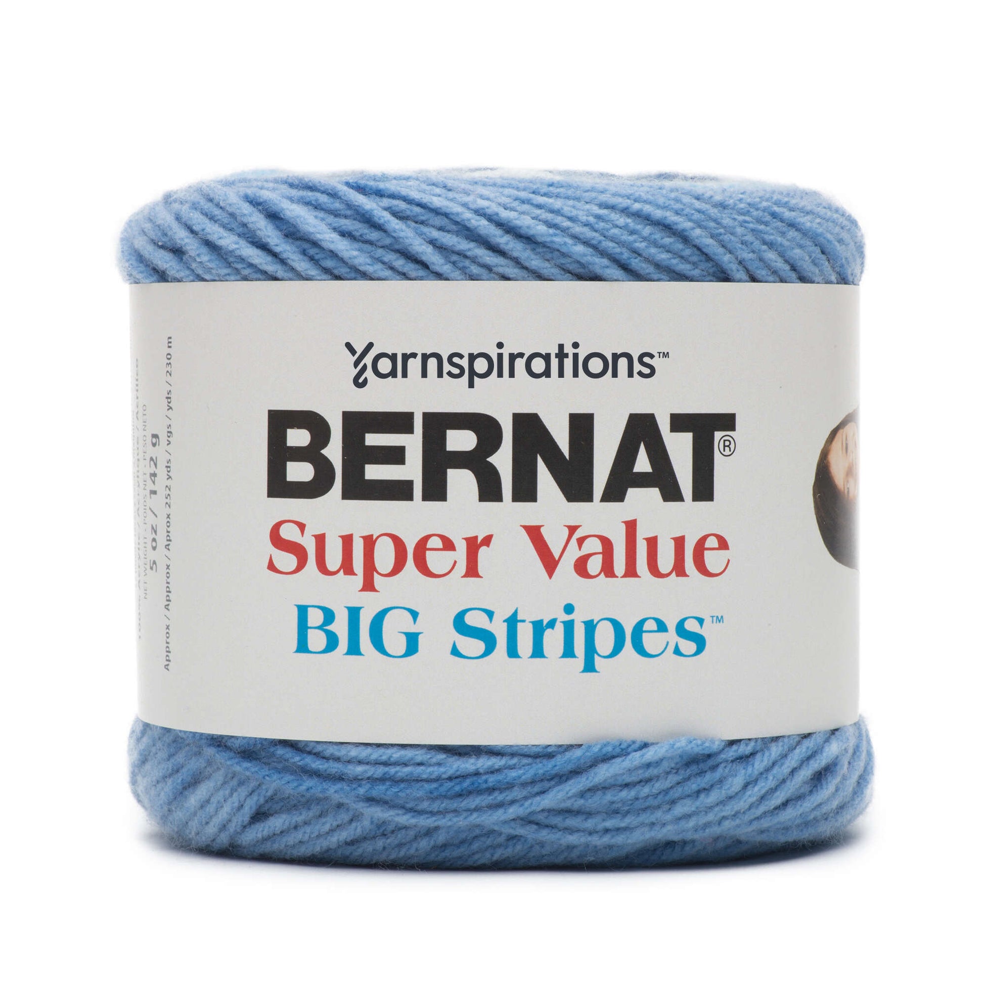 Bernat Super Value Big Stripes Yarn - Discontinued Shades Blue Jeans
