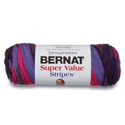 Bernat Super Value Stripes Yarn Wild Berry Stripes