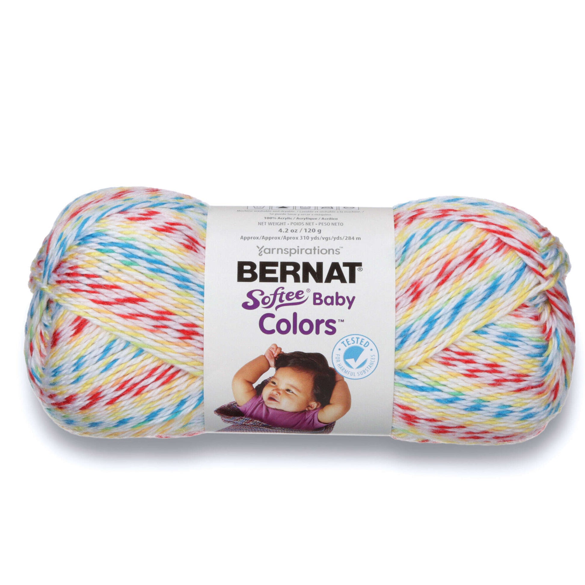 Bernat Softee Baby Colors Yarn - Discontinued Shades White Rainbow