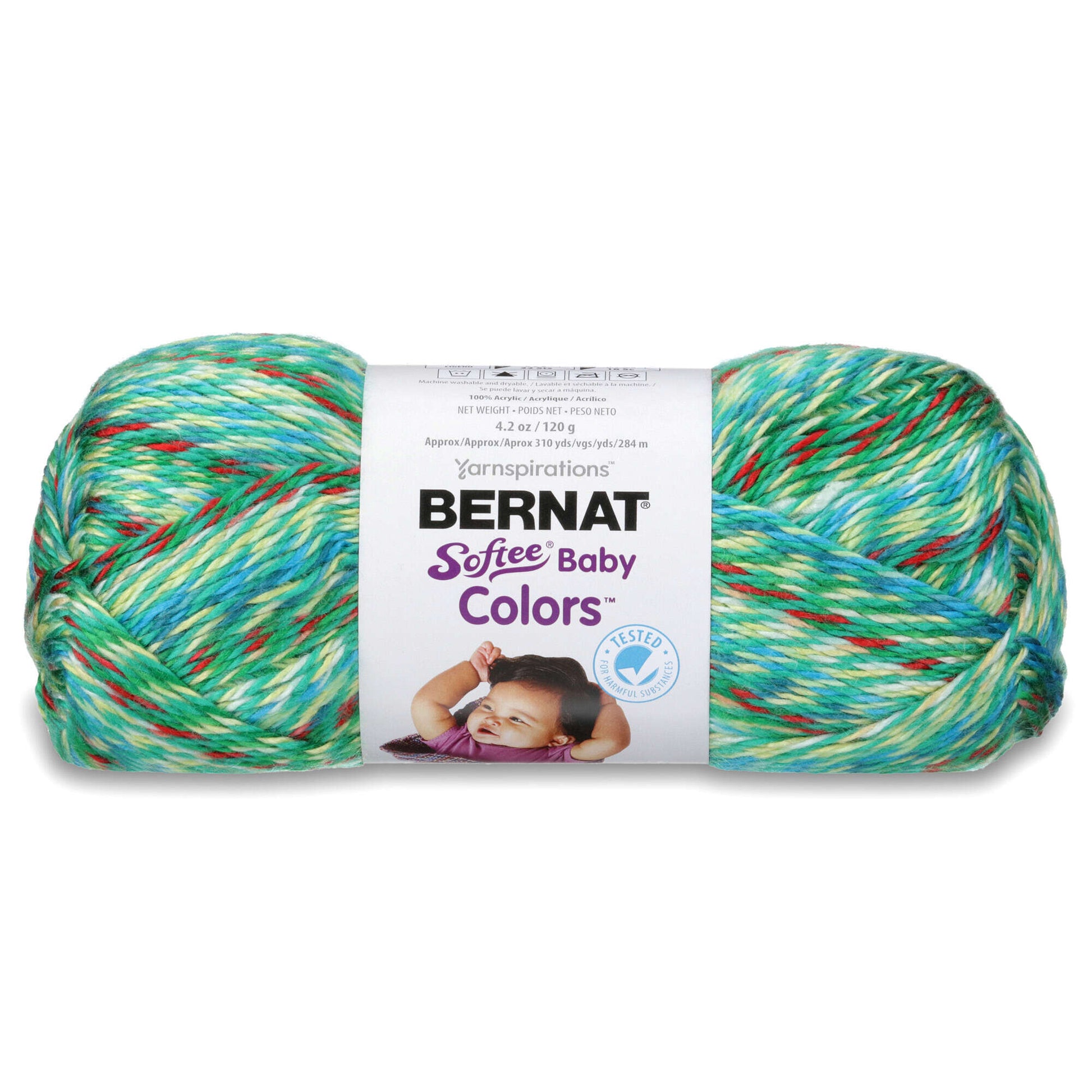 Bernat Softee Baby Colors Yarn - Discontinued Shades Green Rainbow