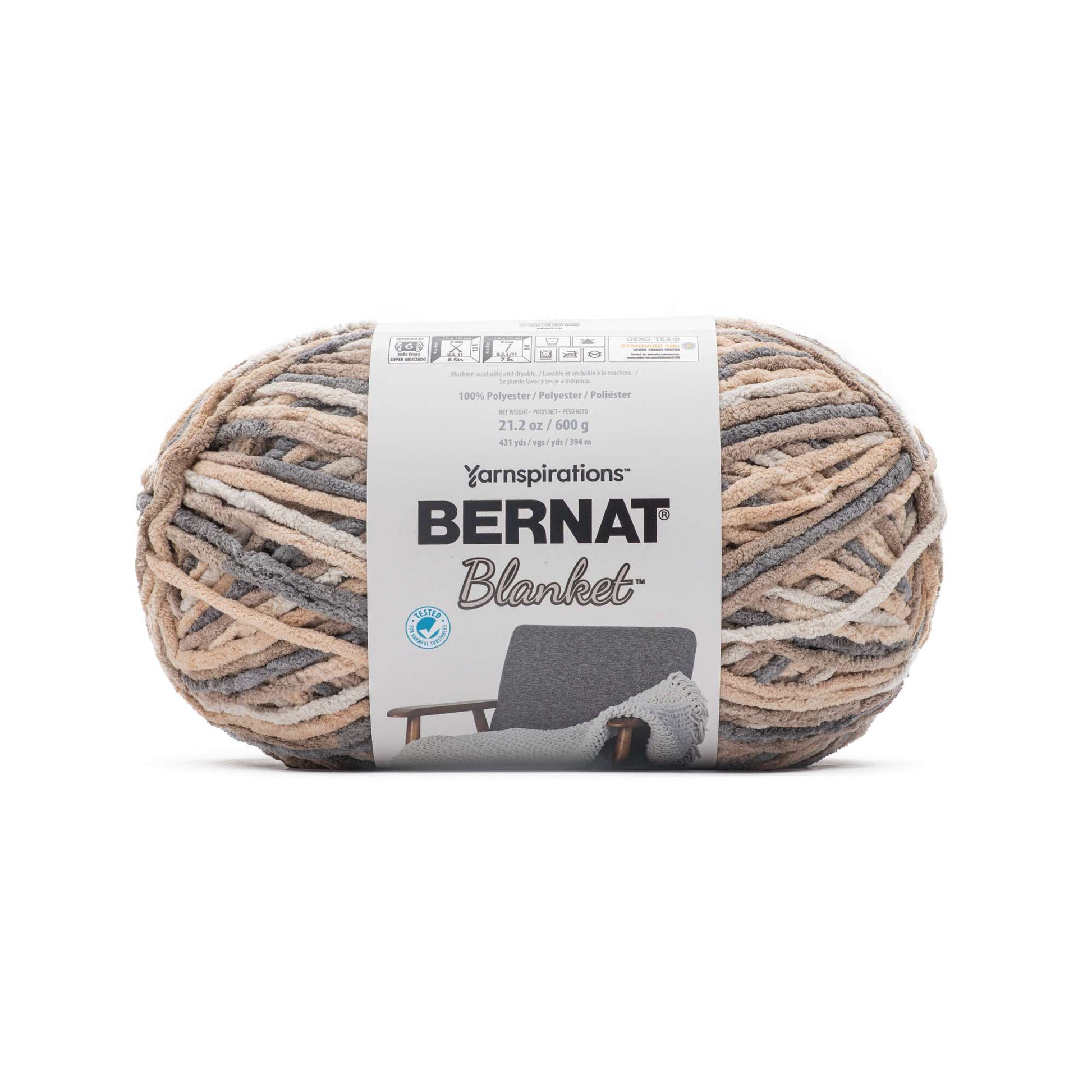 Bernat Blanket Yarn Sonoma Browns Tans 100% Polyester Super Bulky New