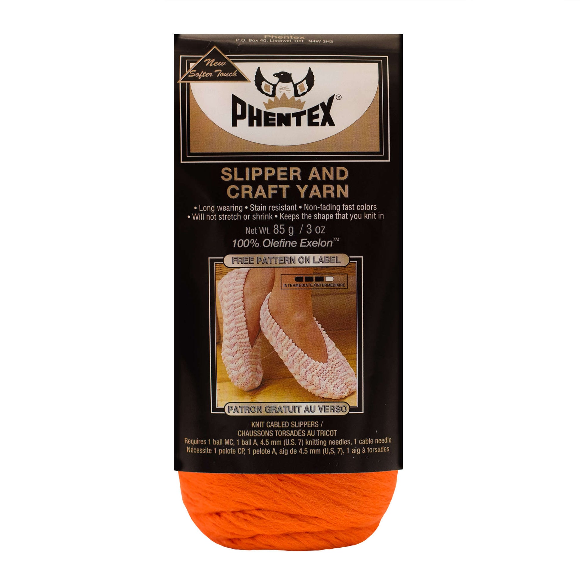 Phentex Slipper & Craft Yarn - Discontinued Shades Hot Orange