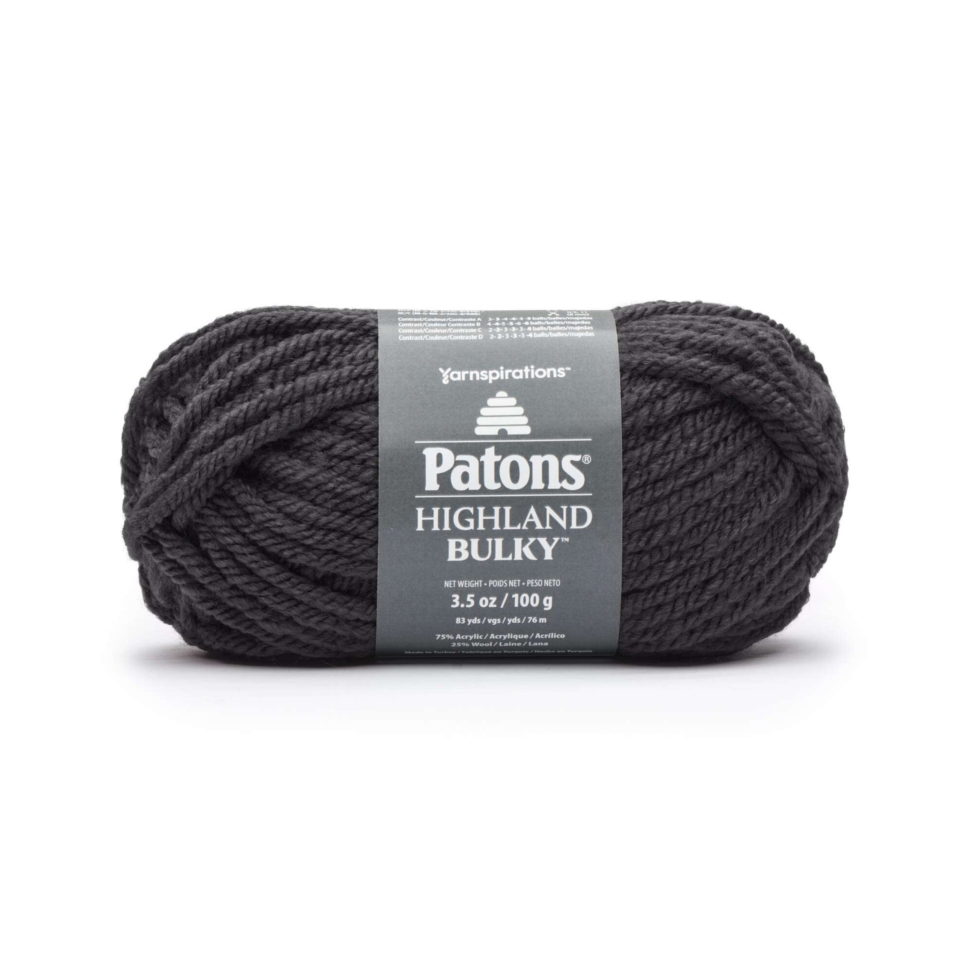Patons Highland Bulky Yarn Charcoal Gray